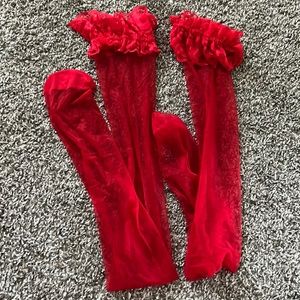 Red lingerie stocking with Lacey top